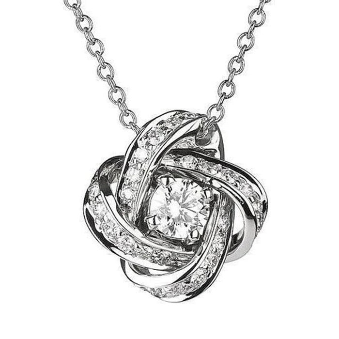 Sparkling AAA Zircon Eternal Heart Pendant, Silver Plated Copper Fashion Necklace