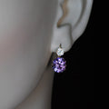 Simple Purple Zircon Geometric Drop Earrings Korean Style Slimming Fashion Ear Jewelry view 4