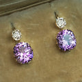 Simple Purple Zircon Geometric Drop Earrings Korean Style Slimming Fashion Ear Jewelry view 2