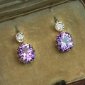 Simple Purple Zircon Geometric Drop Earrings Korean Style Slimming Fashion Ear Jewelry view 3