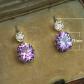 Simple Purple Zircon Geometric Drop Earrings Korean Style Slimming Fashion Ear Jewelry view 5