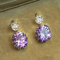 Simple Purple Zircon Geometric Drop Earrings Korean Style Slimming Fashion Ear Jewelry view 1