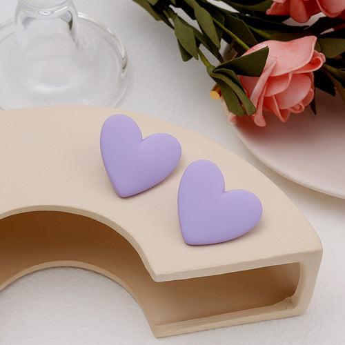 Matte Acrylic Oversized Heart Stud Earrings For Women Colorful Sweet Girl Fashion Earrings
