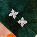 Fashion Minimalist Four Leaf Clover Zircon Stud Earrings, Elegant Flower Ear Jewelry view 3