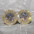 Korean Japanese New Round Super Sparkle Zircon Full Diamond Stud Earrings For Women view 2