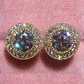 Korean Japanese New Round Super Sparkle Zircon Full Diamond Stud Earrings For Women view 3