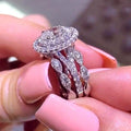 Two In One Egg Shape Zircon Stack Ring Set For Women, Korean Couple Two Piece Fashion Rings view 2