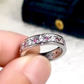 Elegant White Pink Zircon Single Row Ring, Delicate Birthday Gift Finger Ring And Tail Ring view 2