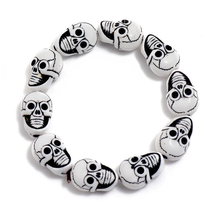 Cross Border Resin Mens Skull Head Beaded Bracelet Bangle Minimalist Creative Fashion Jewelry