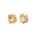 Elegant Gold Alloy Olive Branch Leaf Hoop Cuffs With Sparkling Zircon Rhinestone Accents For Women Earrings view 5