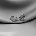 Elegant Gold Alloy Olive Branch Leaf Hoop Cuffs With Sparkling Zircon Rhinestone Accents For Women Earrings view 2
