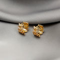 Elegant Gold Alloy Olive Branch Leaf Hoop Cuffs With Sparkling Zircon Rhinestone Accents For Women Earrings view 3