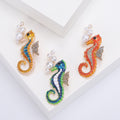Alloy Enamel Cartoon Seahorse Brooch Pin For Ocean Theme Apparel view 1