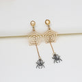 Vintage Gothic Alloy Spider Web And Spider Halloween Witch Long Chain Drop Dangle Statement Earrings view 4