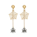 Vintage Gothic Alloy Spider Web And Spider Halloween Witch Long Chain Drop Dangle Statement Earrings view 5