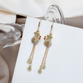 Vintage Chinese Style Alloy Rhinestone Hollow Money Bag Long Tassel Hook Dangle Earrings view 4