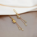 Vintage Chinese Style Alloy Rhinestone Hollow Money Bag Long Tassel Hook Dangle Earrings view 3
