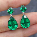 European Minimalist Water Drop Emerald Green Zircon Earrings For Women, Imitation Jewelry view 3