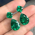 European Minimalist Water Drop Emerald Green Zircon Earrings For Women, Imitation Jewelry view 2