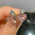 Korean Style Heart Shape Stud Earrings Simulated Pink Diamond Zircon Cute Student Jewelry view 2