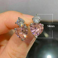 Korean Style Heart Shape Stud Earrings Simulated Pink Diamond Zircon Cute Student Jewelry view 5