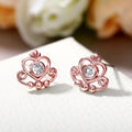 Korean Rose Gold Crown Stud Earrings, Simple Fresh Student Ear Jewelry For Women view 1