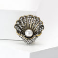 Vintage Alloy Rhinestone Pearl Shell Brooch For Women's Coats view 2