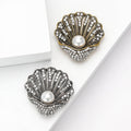 Vintage Alloy Rhinestone Pearl Shell Brooch For Women's Coats view 1