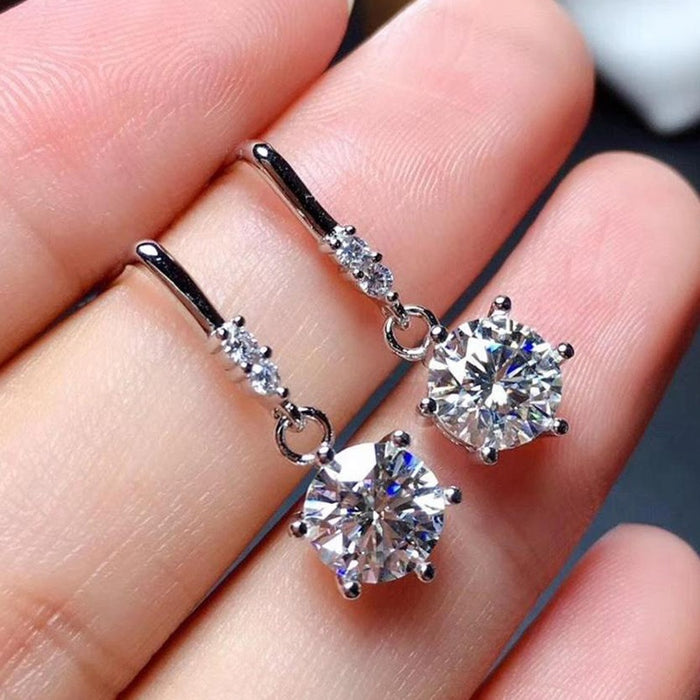 Imitation White Zircon Long Tassel Drop Earrings Gold Plated Fashion Student Ear Jewelry