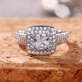 Luxury Princess Cut Cubic Zirconia Ring With Full Micro Pave Stones European Engagement Jewelry view 3