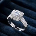 Luxury Princess Cut Cubic Zirconia Ring With Full Micro Pave Stones European Engagement Jewelry view 4