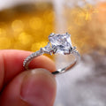 Simple Platinum Plated Micro Pave Women Ring, Fashion Anniversary Celebration Finger Jewelry view 3