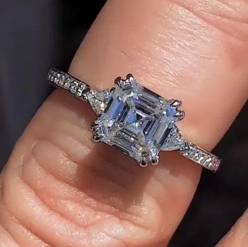 Simple Platinum Plated Micro Pave Women Ring, Fashion Anniversary Celebration Finger Jewelry