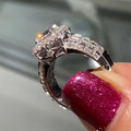 Copper White Gold Plated Full Zircon Engagement Ring For Women Sparkling European Style Jewelry view 4