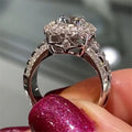 Copper White Gold Plated Full Zircon Engagement Ring For Women Sparkling European Style Jewelry view 3