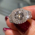 Copper White Gold Plated Full Zircon Engagement Ring For Women Sparkling European Style Jewelry view 1
