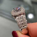 Copper White Gold Plated Full Zircon Engagement Ring For Women Sparkling European Style Jewelry view 2
