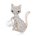 Alloy Full Rhinestone Cat Brooch Pin For Suits And Sweaters view 5