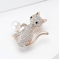 Alloy Full Rhinestone Cat Brooch Pin For Suits And Sweaters view 3