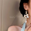 Korean Style Alloy Pearl Rhinestone Bow Stud Earrings For Sweet Fashion OL Looks view 2