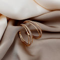 Luxury Multilayer Rhinestone C-Shaped Hoop Studs For Women Gold Silver Alloy Statement Earrings view 4