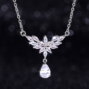 Elegant Pear Shaped Teardrop Pendant Necklace For Women Bridal Wedding Dinner Party Jewelry