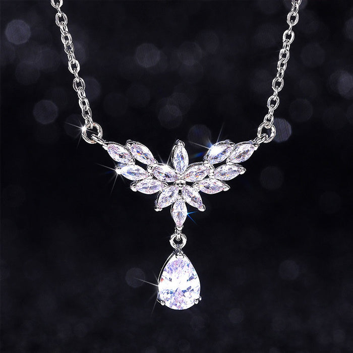 Elegant Pear Shaped Teardrop Pendant Necklace For Women Bridal Wedding Dinner Party Jewelry