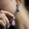 Elegant Pear Shaped Pink Diamond Water Drop Earrings For Women European Style Jewelry view 4