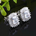 Luxury Copper White Gold Plated Full Zircon Stud Earrings For Women Bridal Wedding Jewelry view 3
