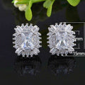 Luxury Copper White Gold Plated Full Zircon Stud Earrings For Women Bridal Wedding Jewelry view 5