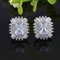 Luxury Copper White Gold Plated Full Zircon Stud Earrings For Women Bridal Wedding Jewelry view 2