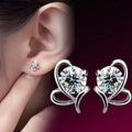 Korean Simple Butterfly Stud Earrings For Women, Sweet Flower Zircon Ear Jewelry view 3