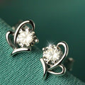 Korean Simple Butterfly Stud Earrings For Women, Sweet Flower Zircon Ear Jewelry view 2