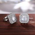 Minimalist Women Square Cubic Zirconia Copper Stud Earrings Classic Fashion Jewelry For view 5
